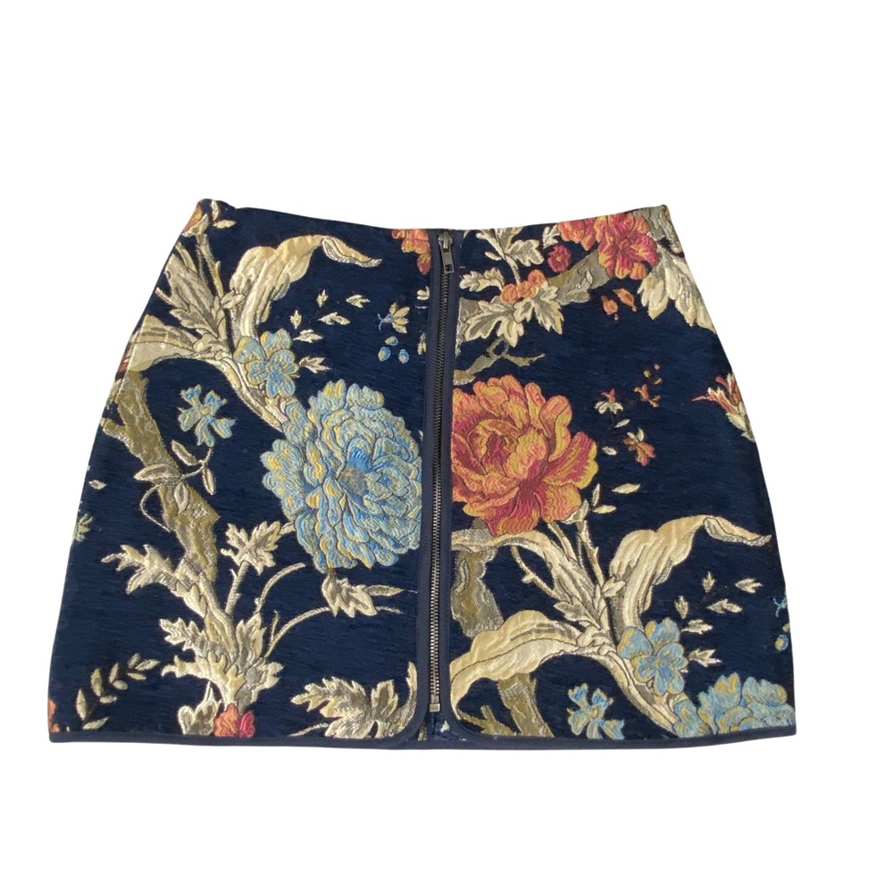 Jack by BB Dakota Floral Mini Skirt - Navy, Red, Gold